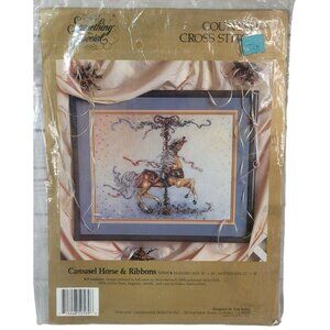 Candamar Carousel Cross Stitch Kit Horse Ribbon Something Special #50569 VTG NEW